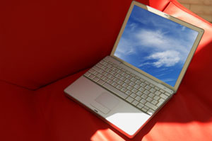 Apple Macbook Pro on a red background